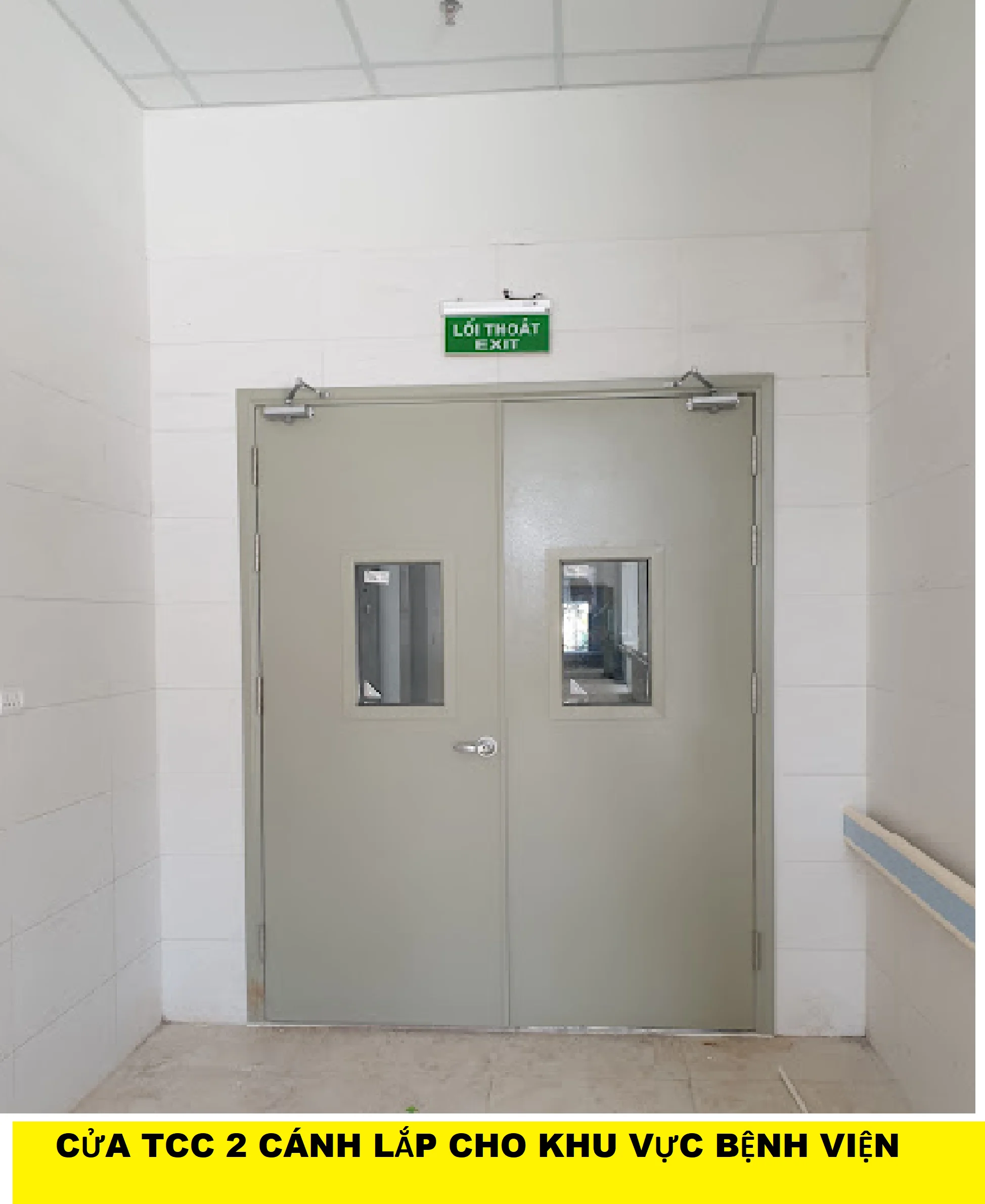 Cửa thép chống cháy 2 cánh lắp cho khu vực bệnh viện