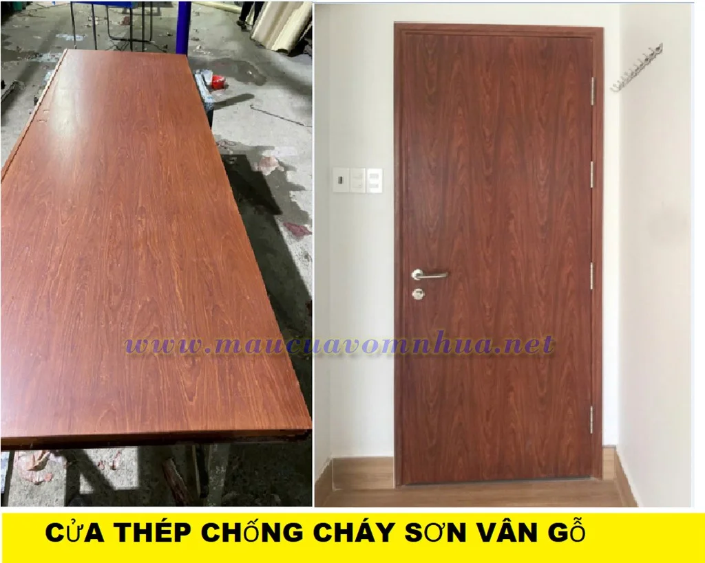 Cửa thép chống cháy sơn vân gỗ tại Diên Khánh Khánh Hòa